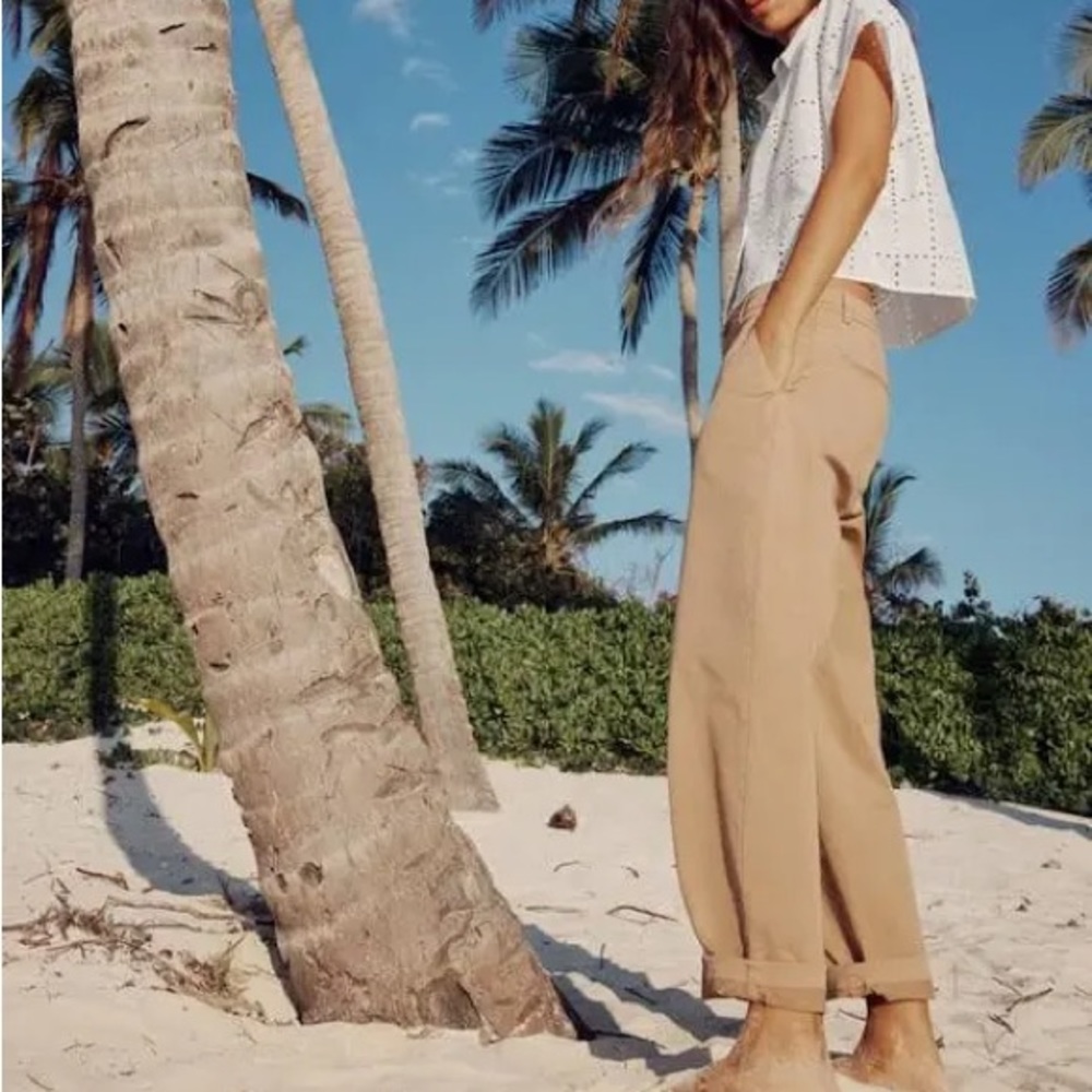 Zara Chino Fit Pants Mid-Camel Color Size 29 Women